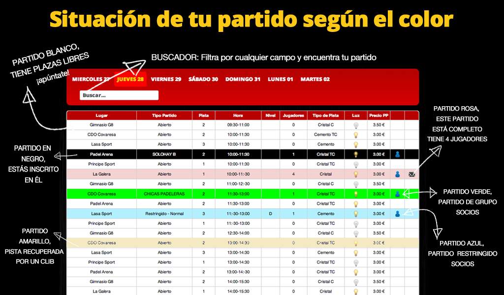 Color de los partidos